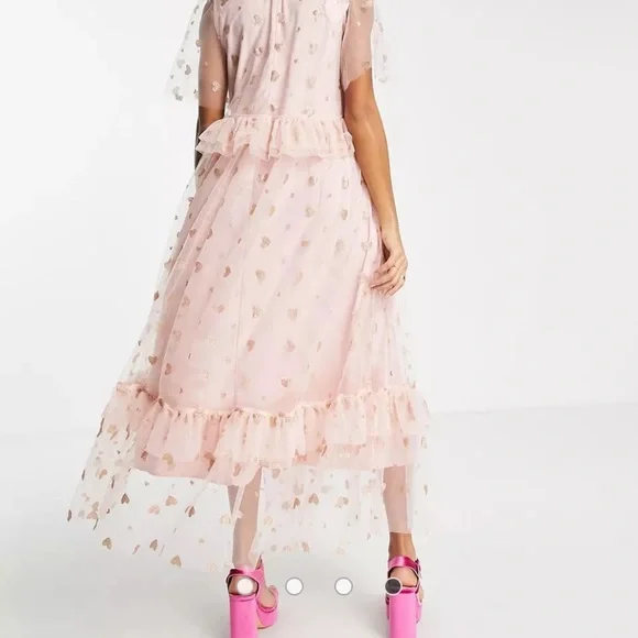COPY - SISTER JANE SOUVENIR HEARTS MIDI DRESS IN VEILED ROSE PINK small